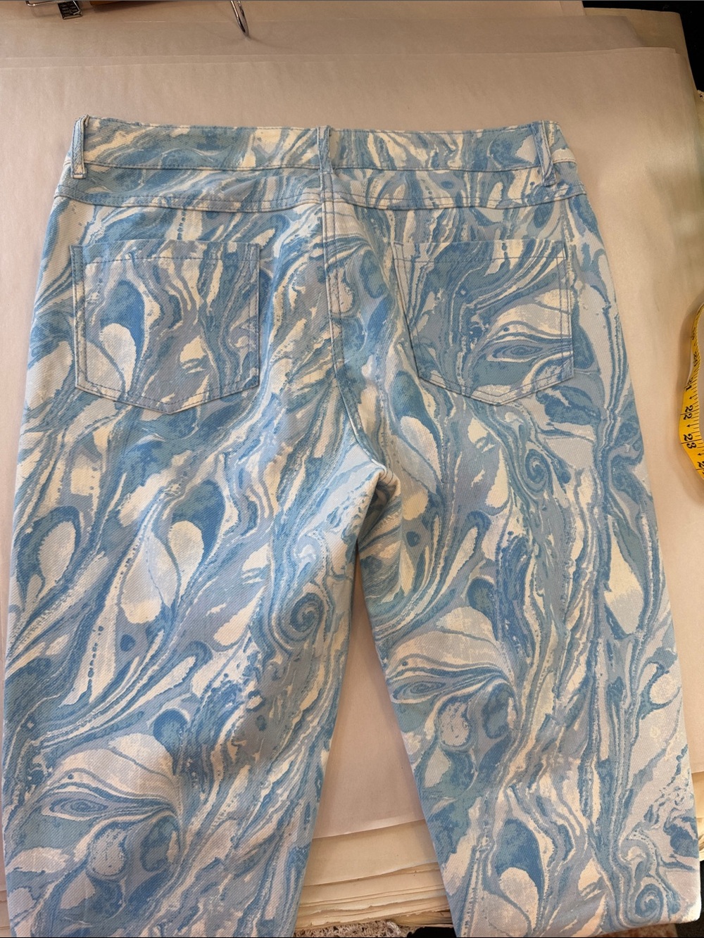 J. McLaughlin Light Blue Marble-Print Skinny Jeans size 8low rise Y2K - Picture 14 of 16